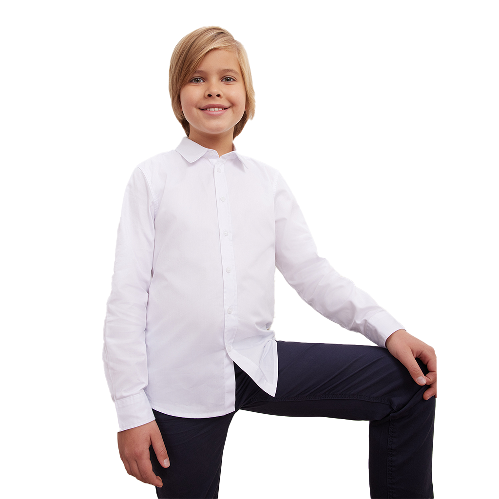 Boys Regular fit Long Sleeve White Shirt School Uniform 100% COTTON