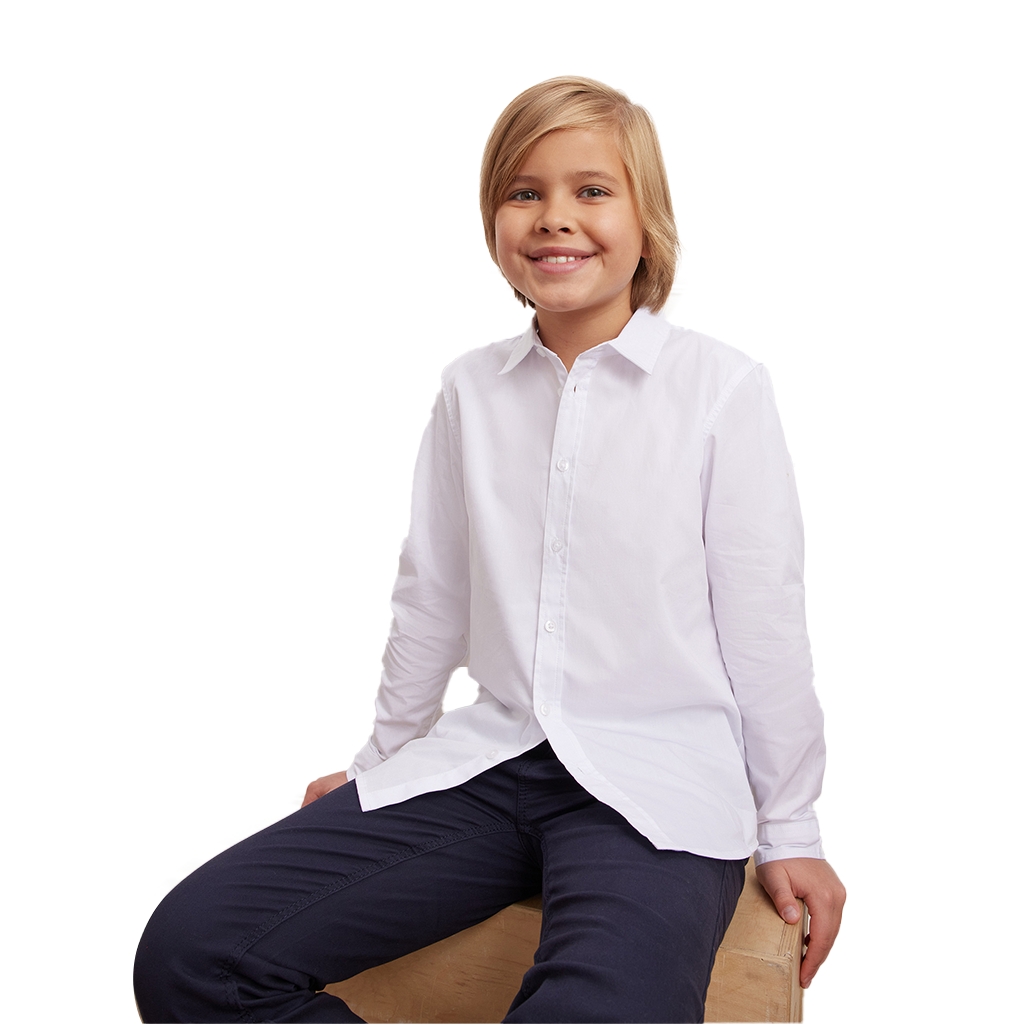 Boys Regular fit Long Sleeve White Shirt School Uniform 100% COTTON