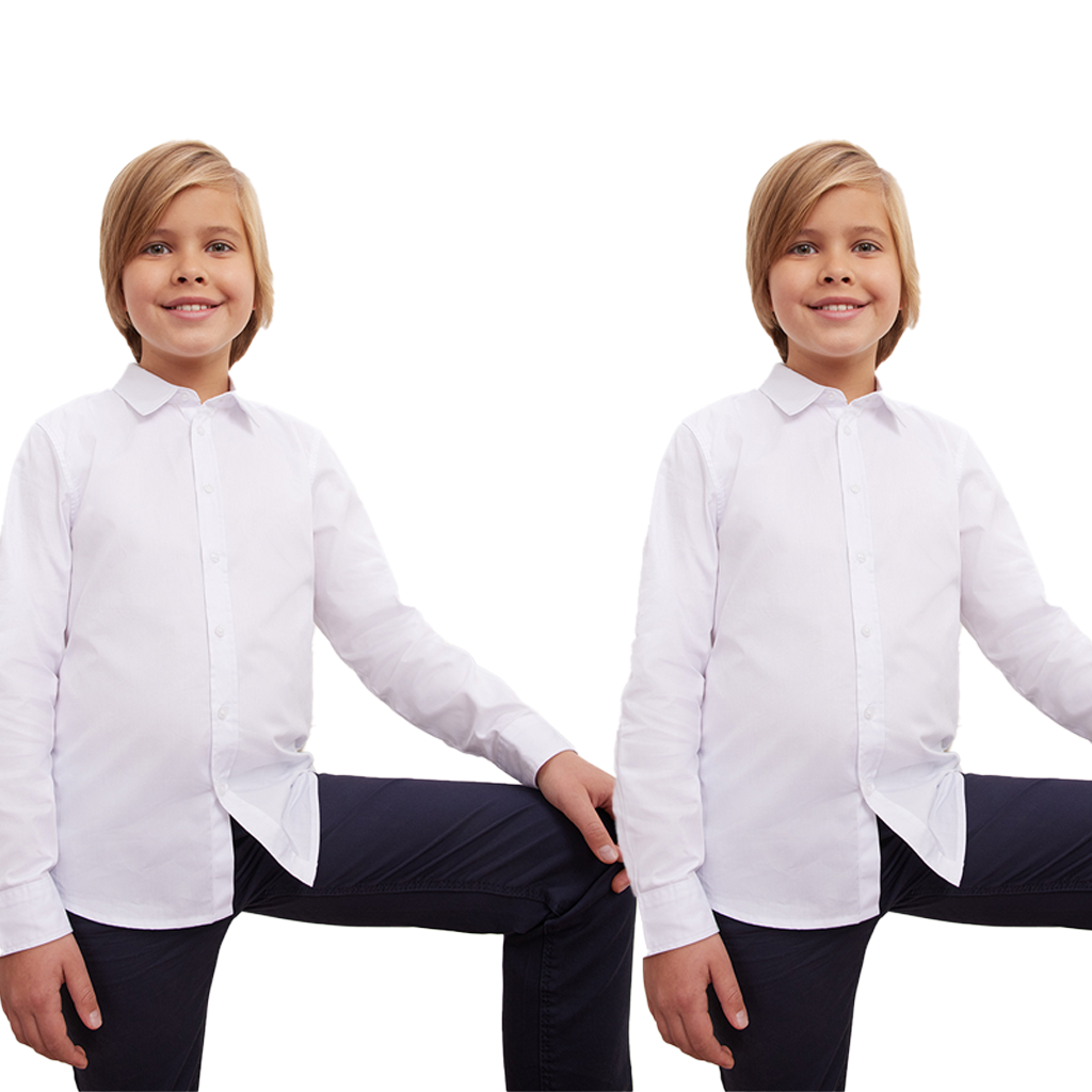 Boys Regular fit Long Sleeve White Shirt School Uniform 100% COTTON