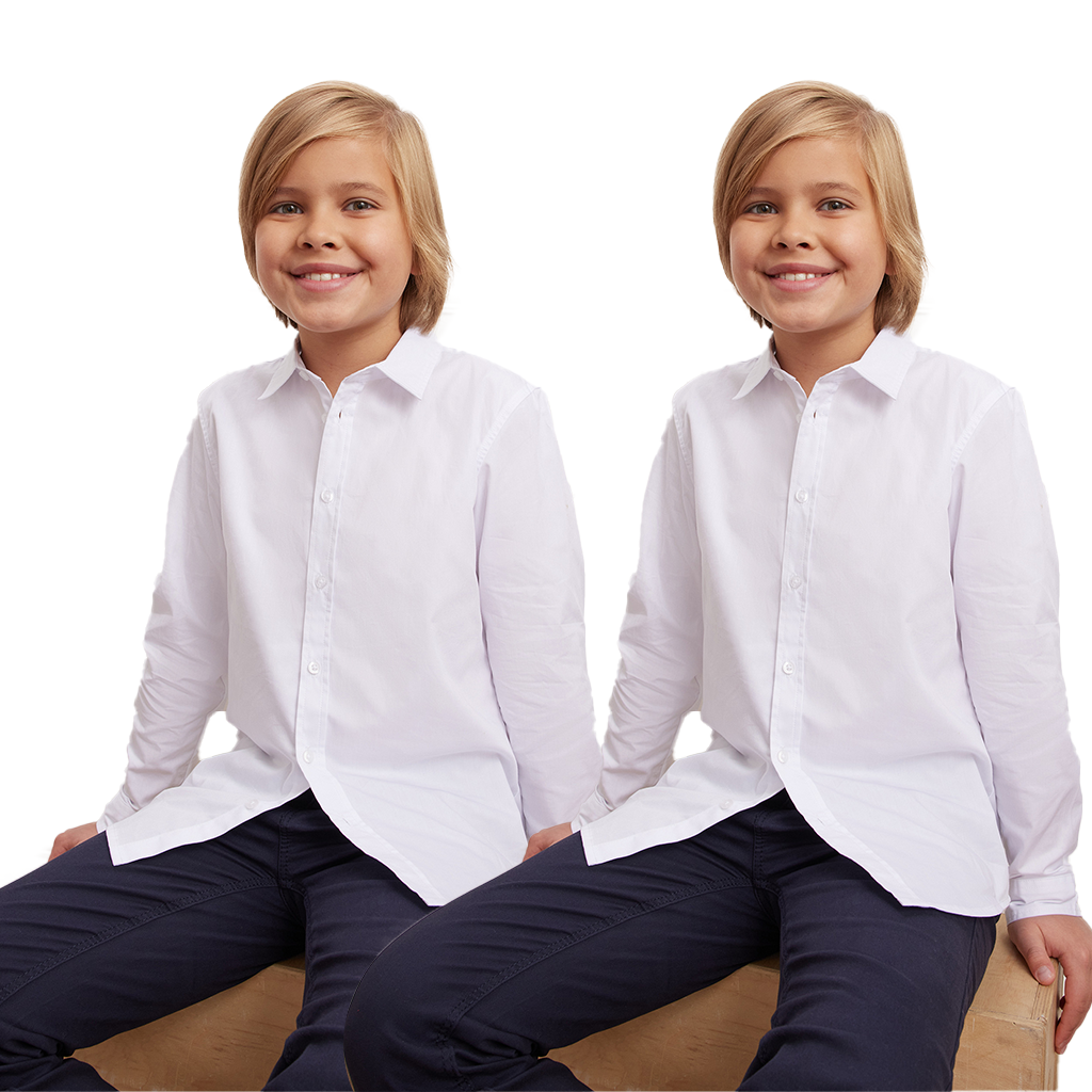 Boys Regular fit Long Sleeve White Shirt School Uniform 100% COTTON