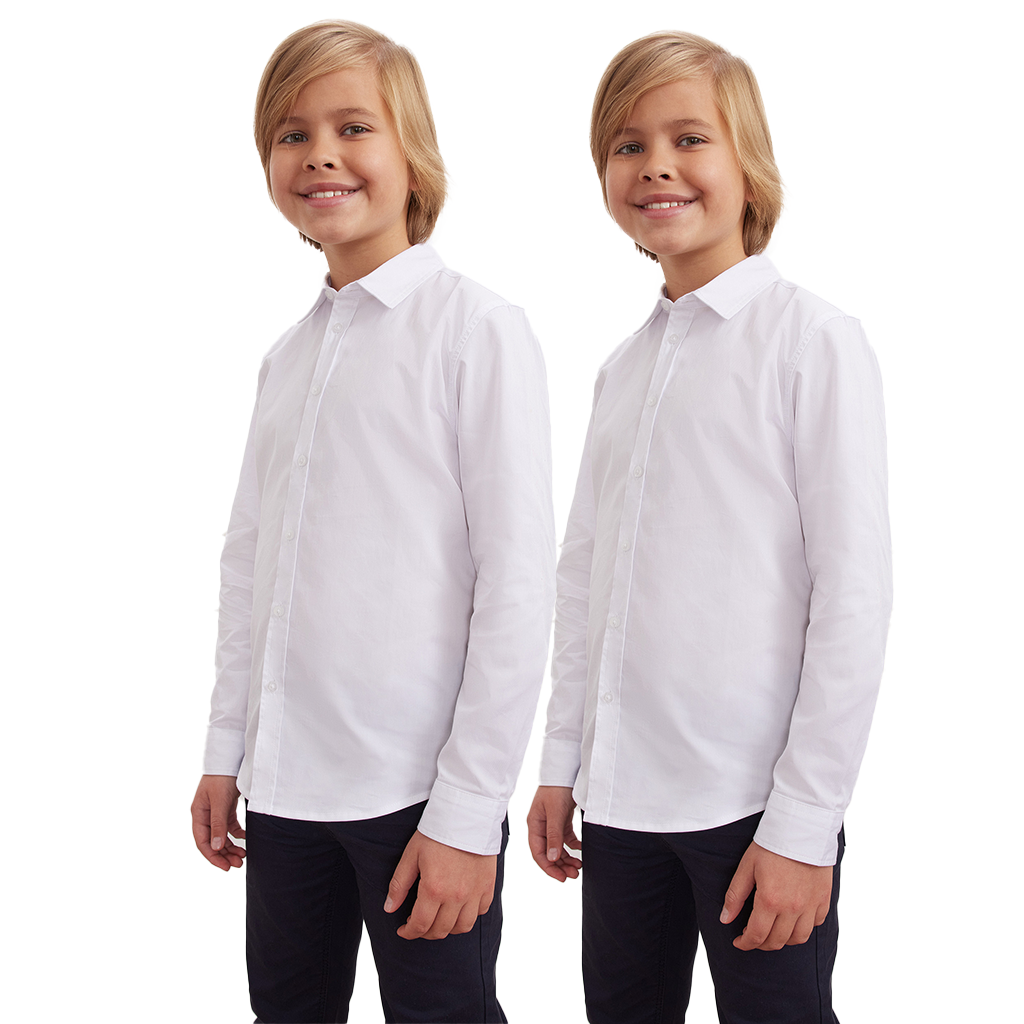 Boys Regular fit Long Sleeve White Shirt School Uniform 100% COTTON