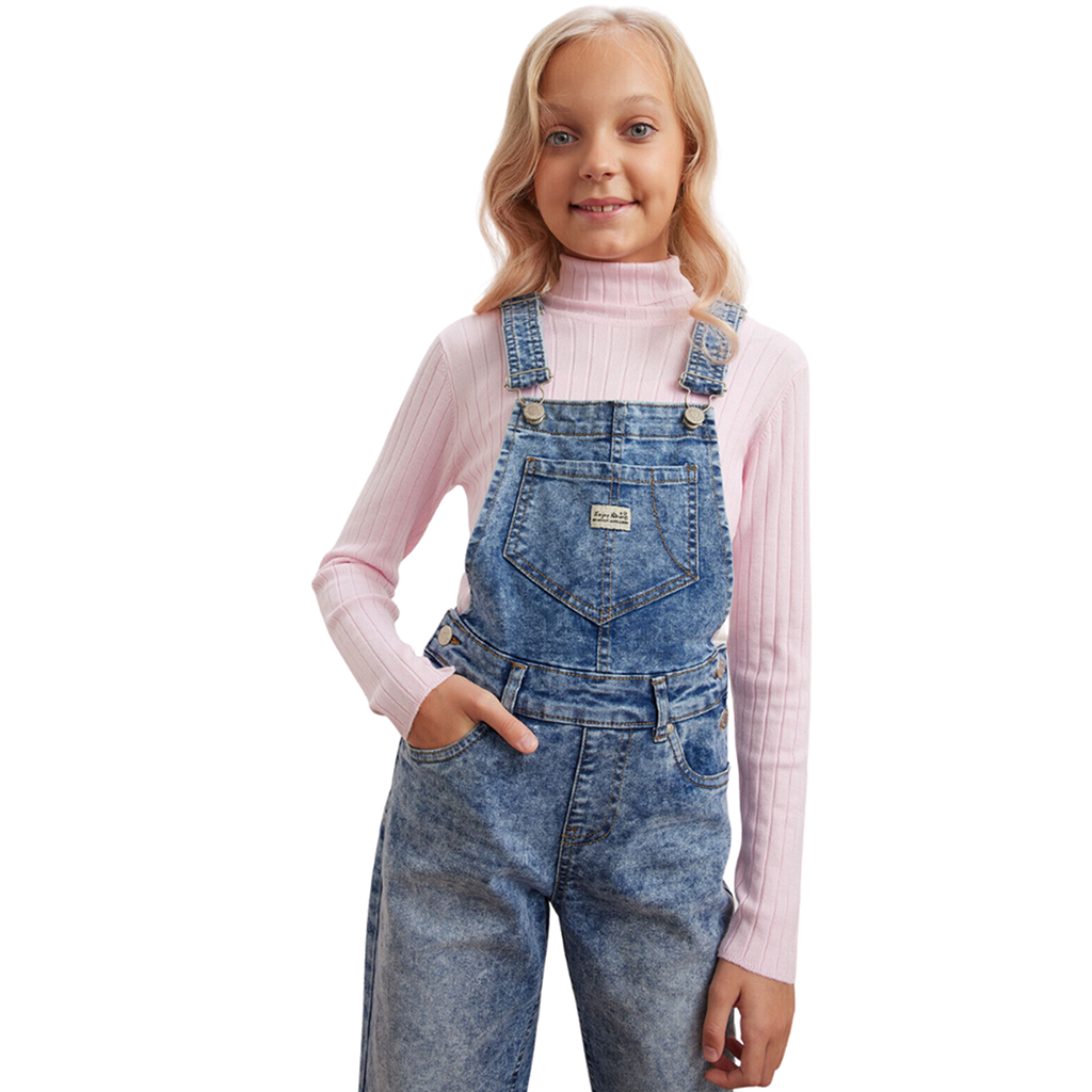 Girls Denim Dungaree Full Length Jeans 6-12 Years Fashion Jumpsuit