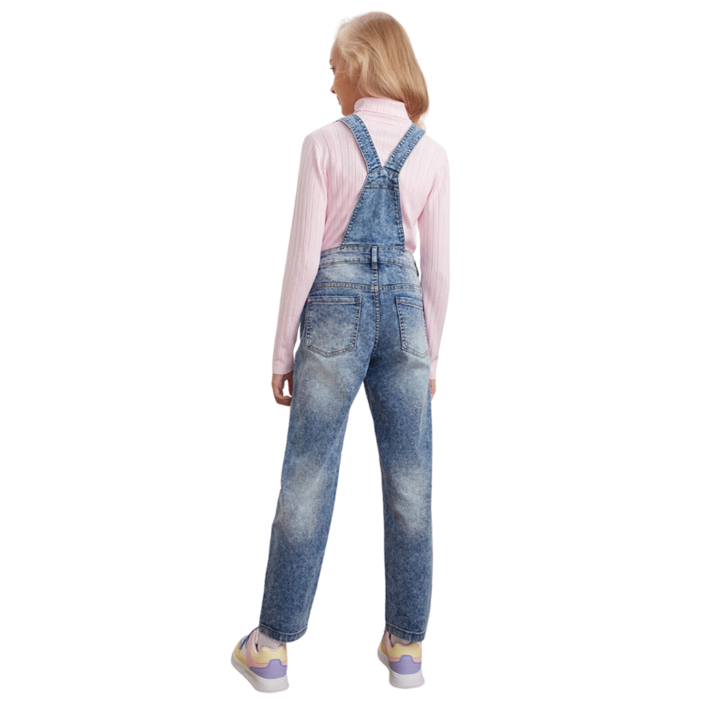 Girls Denim Dungaree Full Length Jeans 6-12 Years Fashion Jumpsuit