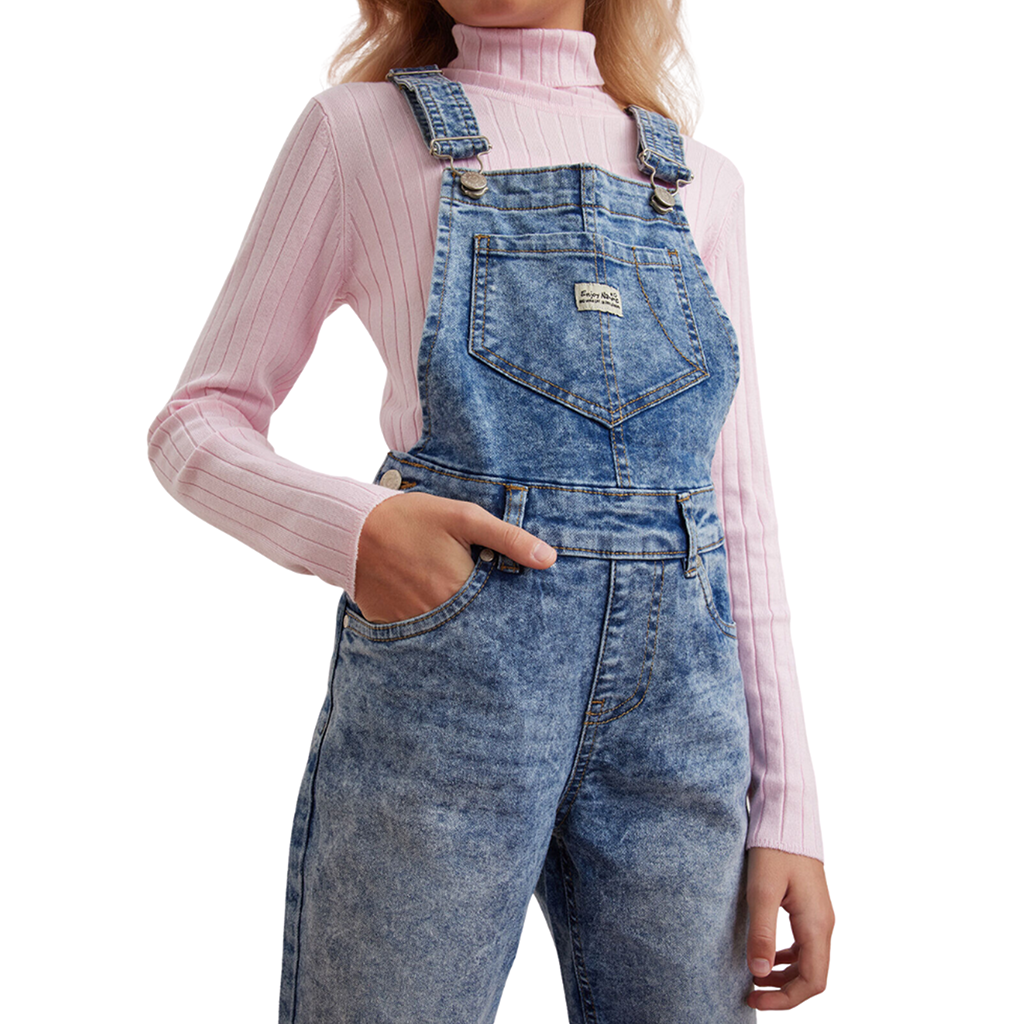 Girls Denim Dungaree Full Length Jeans 6-12 Years Fashion Jumpsuit