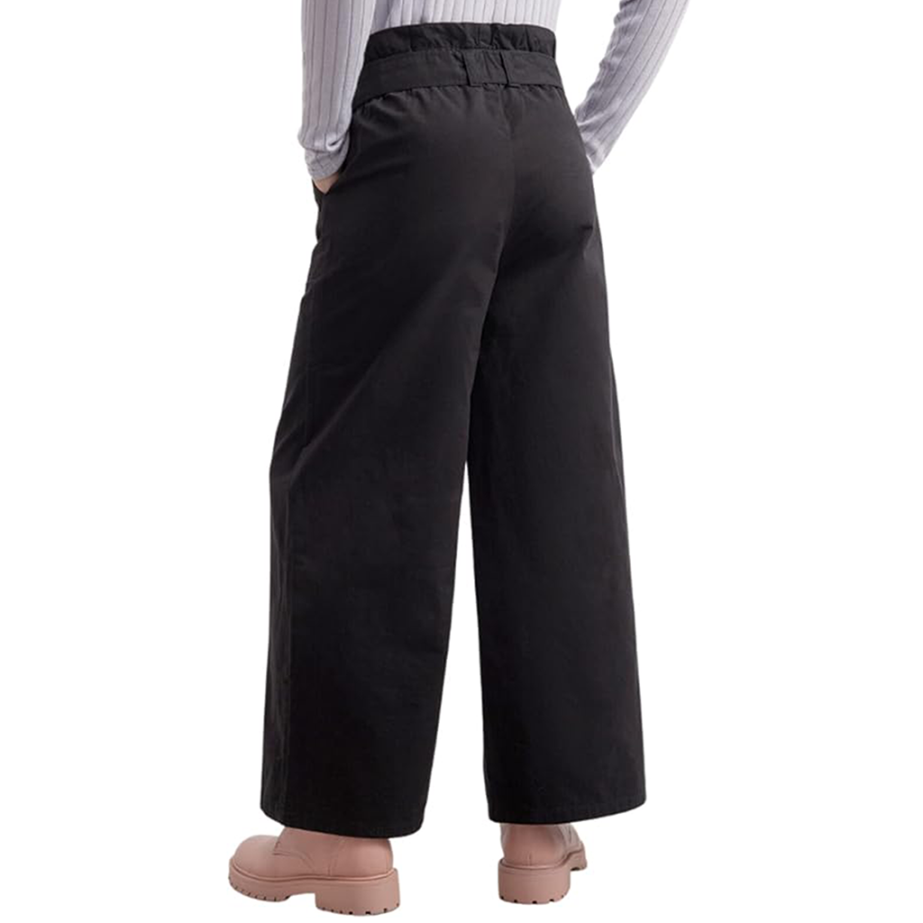 Girls Straight Leg Black Trouser with Cotton belt for Age 7 -12 Year