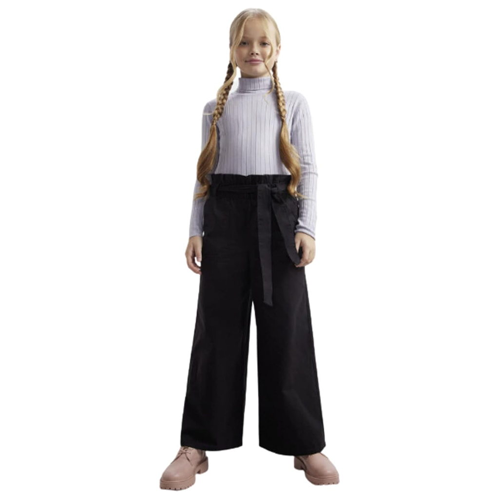 Girls Straight Leg Black Trouser with Cotton belt for Age 7 -12 Year