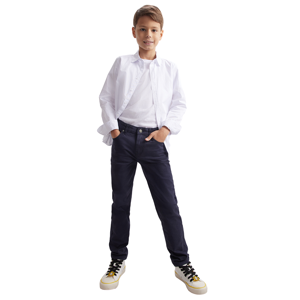 Adjustable Navy Summer Denim Jeans for Boys, Ages 7-12 Years