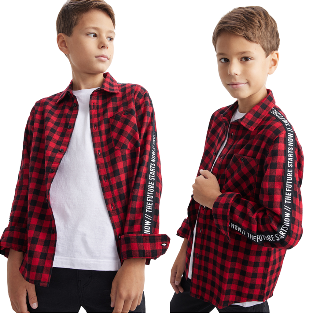Boys Long Sleeve Smart Plaid Flannel Shirt New Full Sleeve Shirts