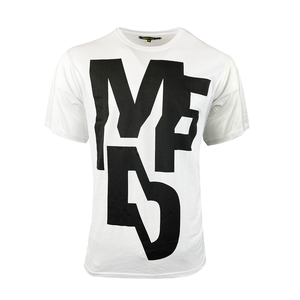 Mens Letter Printed Short Sleeve Crew Neck White T-Shirt Stylish Top Pack of 54