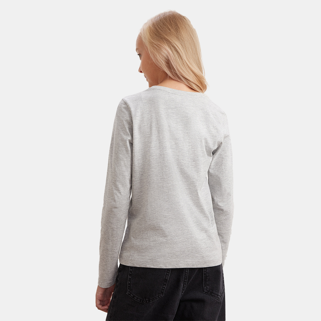 Girls T-Shirts Cotton Long Sleeve Fashion Kids Tee Tops 7-12Y, Grey, 18 Pack