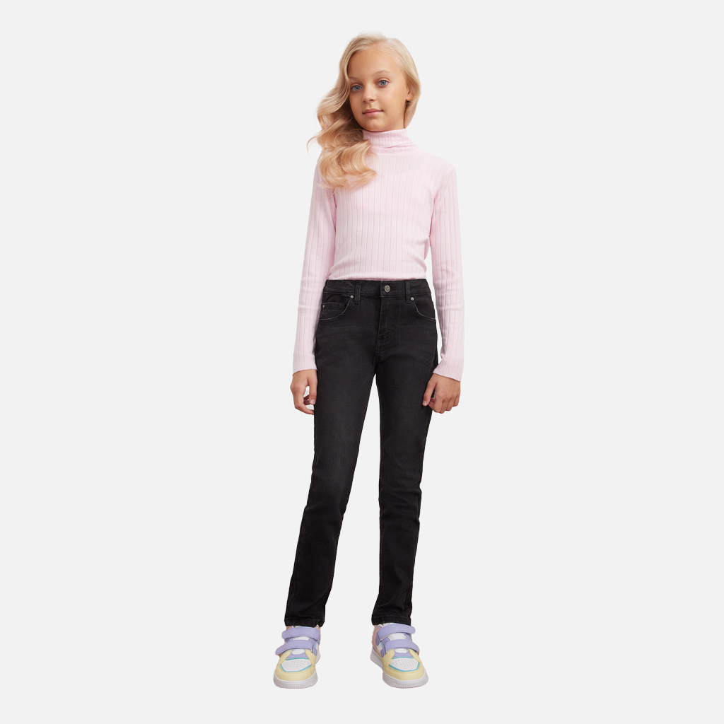 Kids Girls Regular Denim Jeans Stretchy Pants fit Trousers Black Pack of 18