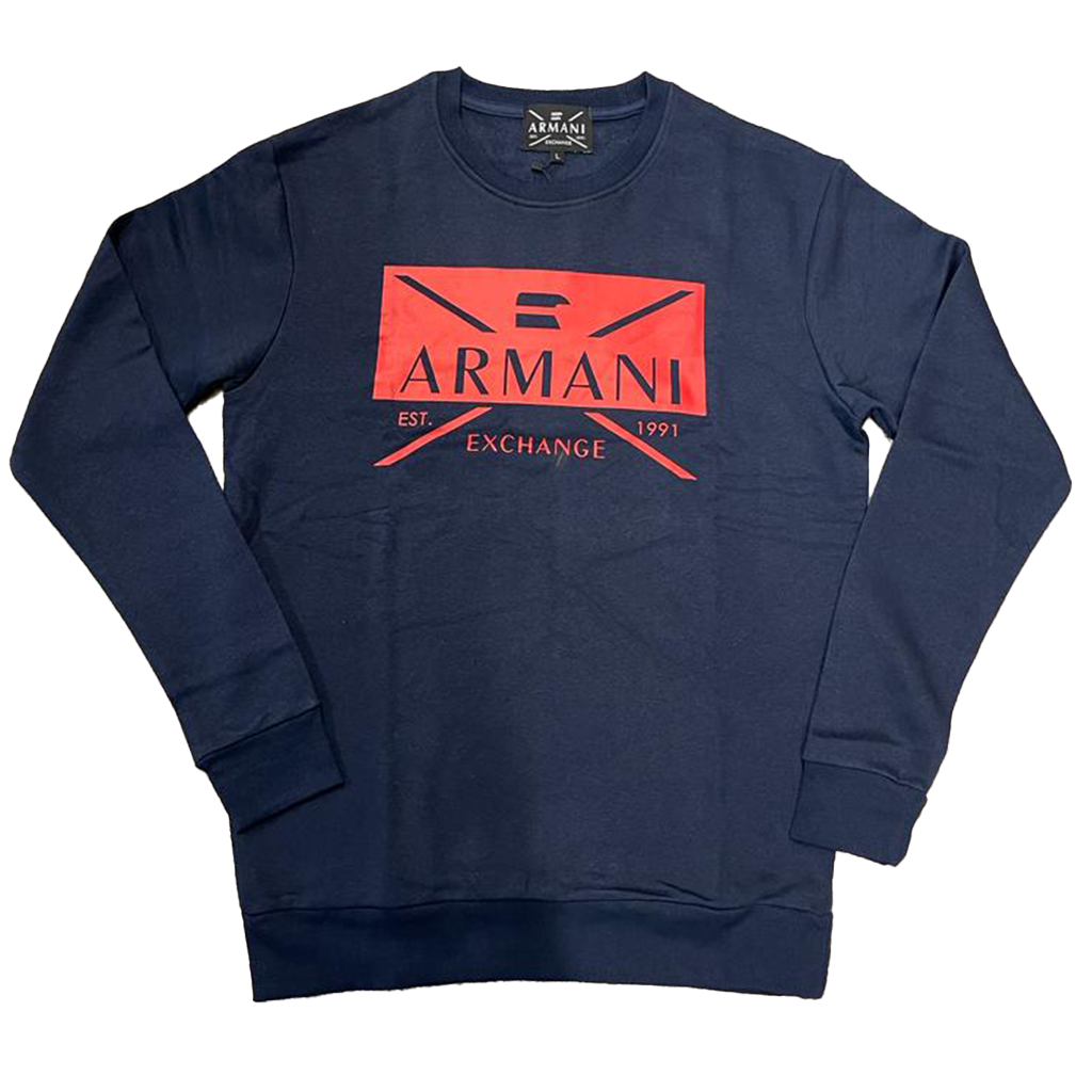 Men's ARMANI Exchange Sweatshirt A/X Trendy Design Crew Neck Jumper, Size S-2XL