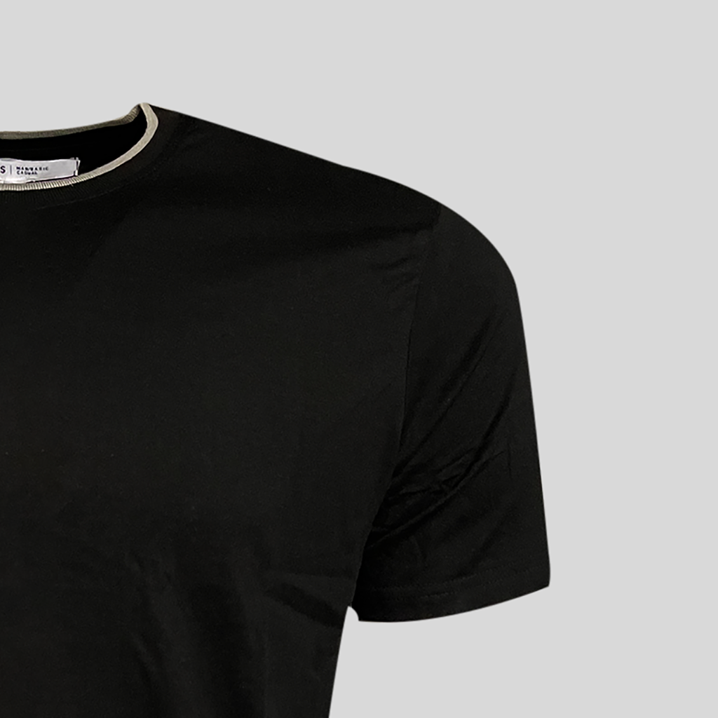 Mens Plain T-shirts Crew Neck Cotton Gym Casual Short Sleeve Black Pack of 6